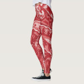 Rode paisley wervelpatroon leggings (Links)
