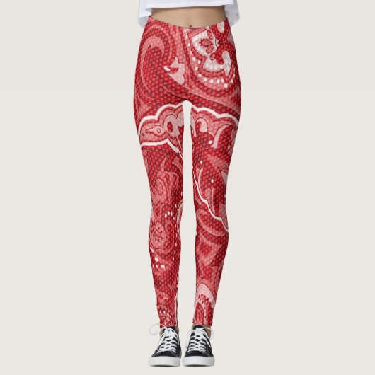 Rode paisley wervelpatroon leggings (Voorkant)