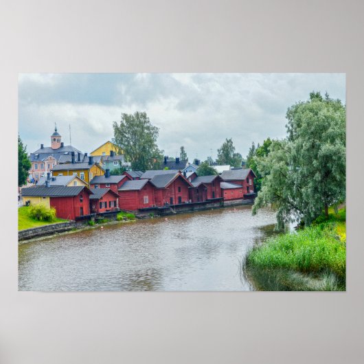Rode pakhuizen, Porvoo, Finland Poster (Voorkant)