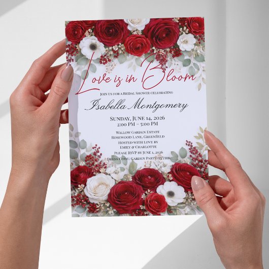 Rode Palet Love Is in Bloom Bruidsfeest Kaart