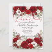 Rode Palet Love Is in Bloom Bruidsfeest Kaart (Voorkant)