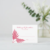 Rode palmblad bruiloft escort zitplaatskaart plaatskaartje (Staand voorkant)