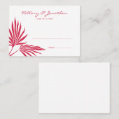 Rode palmblad bruiloft escort zitplaatskaart plaatskaartje (Voorkant / Achterkant)