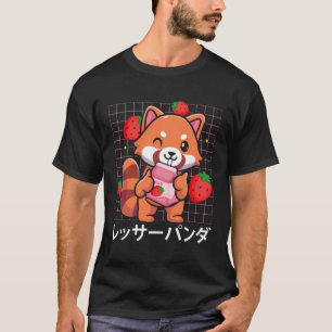 Rode Panda Aardbei Milkshake Grappige Rode Panda L T-shirt