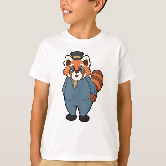 Rode panda als bruidegom met hoed t-shirt (Voorkant)