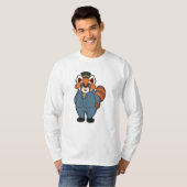 Rode panda als bruidegom met hoed t-shirt (Voorkant volledig)