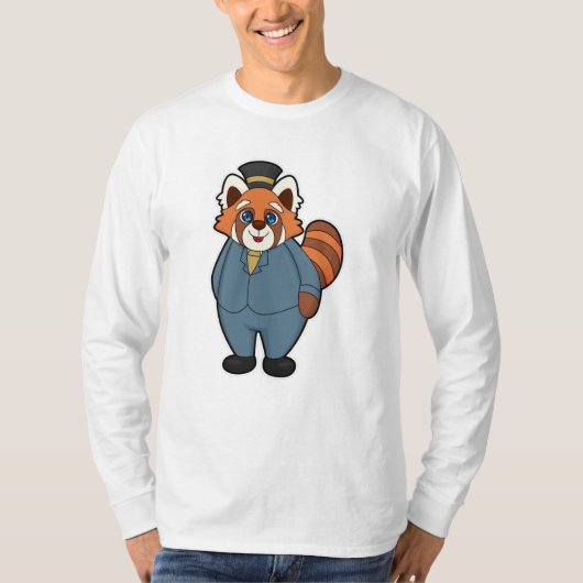 Rode panda als bruidegom met hoed t-shirt (Voorkant)