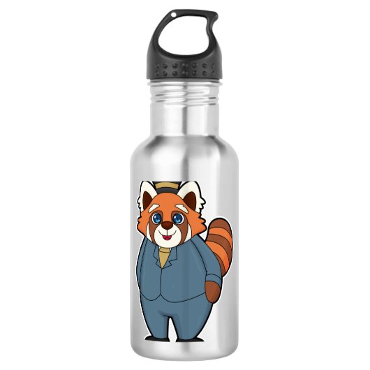 Rode panda als bruidegom met hoed waterfles  (Voorkant)