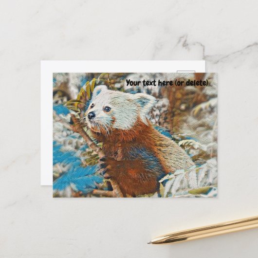 Rode Panda-ansichtkaart Briefkaart (Voorkant / Achterkant in situ)