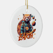 Rode panda astronaut keramisch ornament (Rechts)