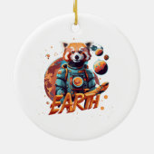 Rode panda astronaut keramisch ornament (Achterkant)