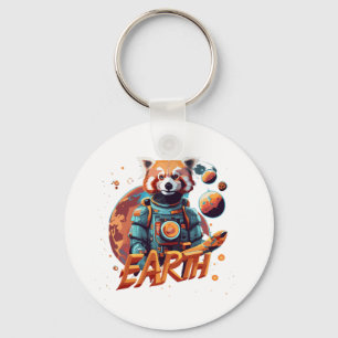Rode panda astronaut sleutelhanger