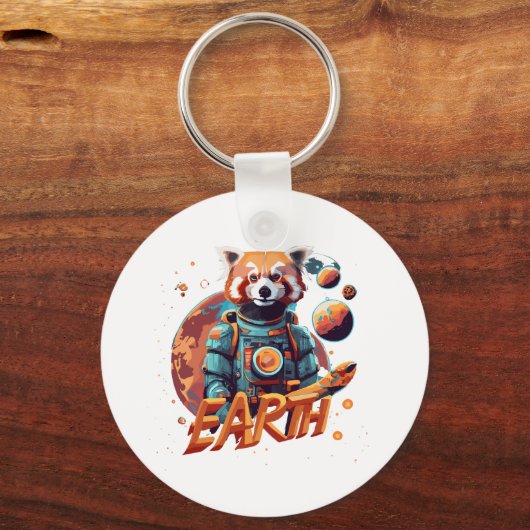 Rode panda astronaut sleutelhanger (Voorkant)