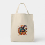 Rode panda astronaut tote bag (Achterkant)