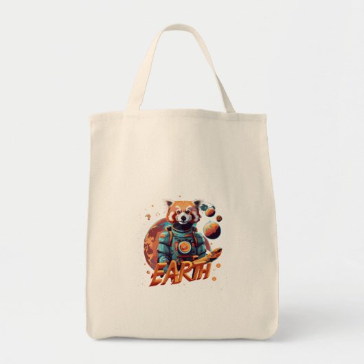 Rode panda astronaut tote bag (Voorkant)