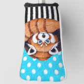 Rode panda-beer blauwe haarvlek golfheadcover (Draai 90)