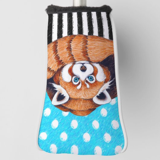 Rode panda-beer blauwe haarvlek golfheadcover (Draai 90)