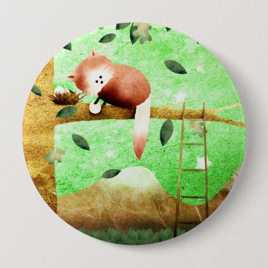 Rode panda-berg - knoopbadge ronde button 4,0 cm (Voorkant)