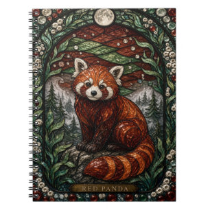 Rode Panda Bergwoud Illumina Glas-in-lood Notitieboek