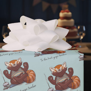 Rode Panda Beste Yoga Leraar Bedankt Kunstwerk Cadeaupapier