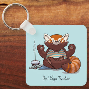 Rode Panda Beste Yoga Leraren Cadeau Dier Kunstwer Sleutelhanger