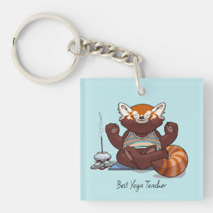 Rode Panda Beste Yoga Leraren Cadeau Dier Kunstwer Sleutelhanger