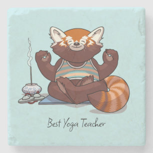 Rode Panda Beste Yoga Leraren Cadeau Dier Kunstwer Stenen Onderzetter