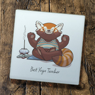 Rode Panda Beste Yoga Leraren Cadeau Dieren Kunstw Glazen Onderzetter
