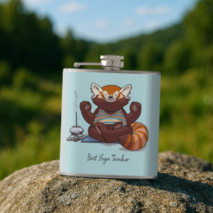 Rode Panda Beste Yoga Leraren Cadeau Dieren Kunstw Heupfles