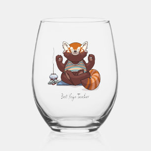 Rode Panda Beste Yoga Leraren Cadeau Dieren Kunstw Wijnglas Zonder Voet