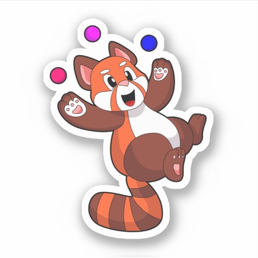 Rode panda bij Juggle Circus.PNG Sticker (Voorkant)