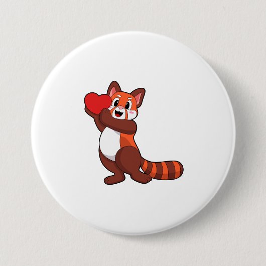 Rode panda bij liefde voor hart.PNG Ronde Button 7,6 Cm (Voorkant)