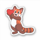 Rode panda bij liefde voor hart.PNG Sticker (Voorkant)