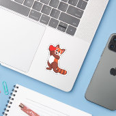 Rode panda bij liefde voor hart.PNG Sticker (Laptop met iPhone)