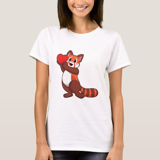 Rode panda bij liefde voor hart.PNG T-shirt (Voorkant)