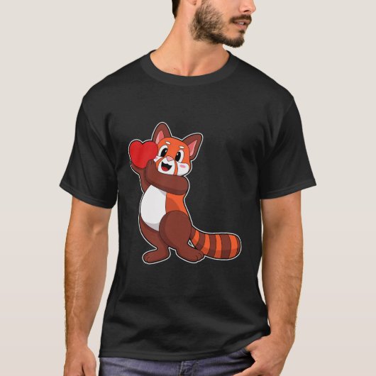 Rode panda bij liefde voor hart.PNG T-shirt (Voorkant)
