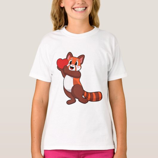 Rode panda bij liefde voor hart.PNG T-shirt (Voorkant)