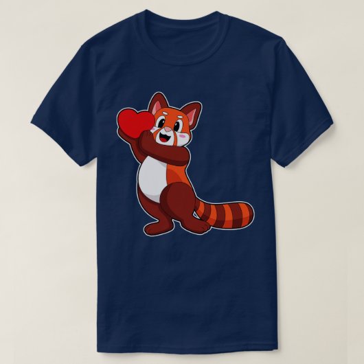 Rode panda bij liefde voor hart t-shirt (Design voorkant)