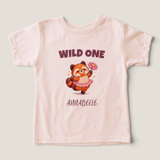 Rode Panda Bloem Eerste Verjaardag Meisje (Design voorkant)