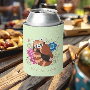 Rode Panda Bloemen Henna Blikjeskoeler