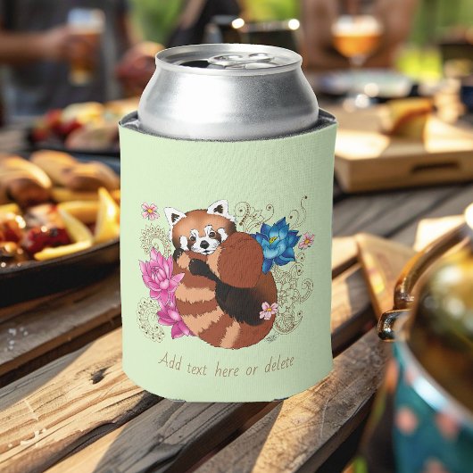 Rode Panda Bloemen Henna Blikjeskoeler