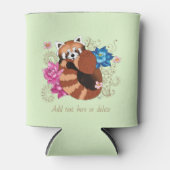 Rode Panda Bloemen Henna Blikjeskoeler (Voorkant)