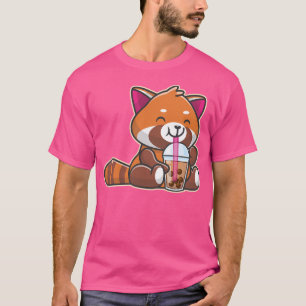 Rode Panda Boba Bubble Tea Schattigee Kawaii Anime T-shirt