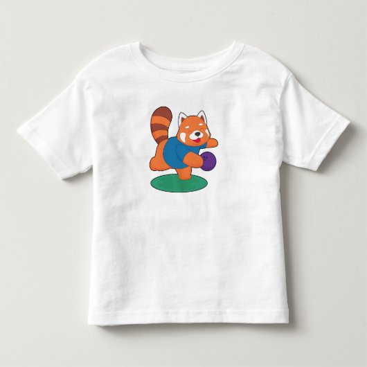 Rode Panda Bowling Bowlingbal Sport Kinder Shirts (Voorkant)