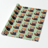 Rode panda cadeaupapier (Uitgerold)