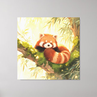 Rode panda canvas afdruk