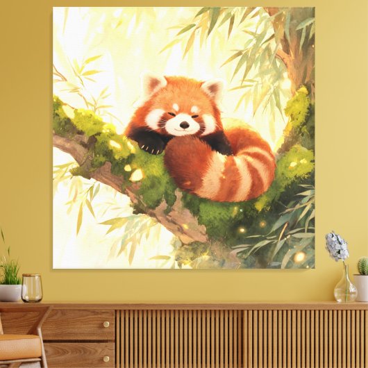 Rode panda canvas afdruk (Insitu (Woonkamer))