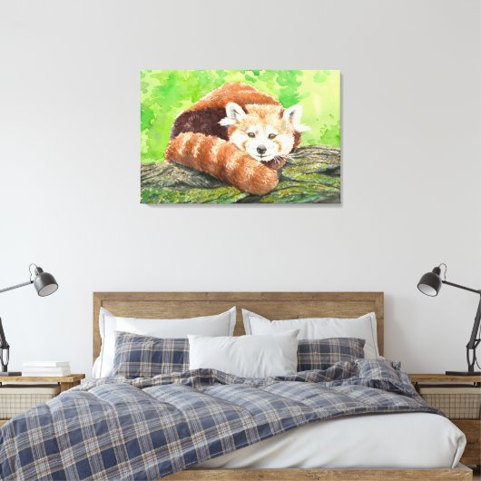 Rode panda canvas afdruk (Insitu (Slaapkamer))