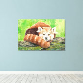 Rode panda canvas afdruk (Insitu (Houten vloer))
