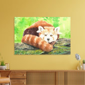 Rode panda canvas afdruk (Insitu (Woonkamer))